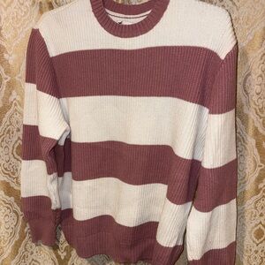 Hollister Pink and White Knit Sweater